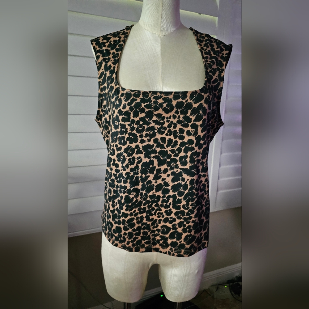 Anthropologie Leopard Print Sleeveless Top L